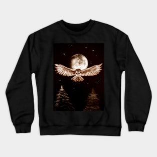 Owl with full moon Crewneck Sweatshirt